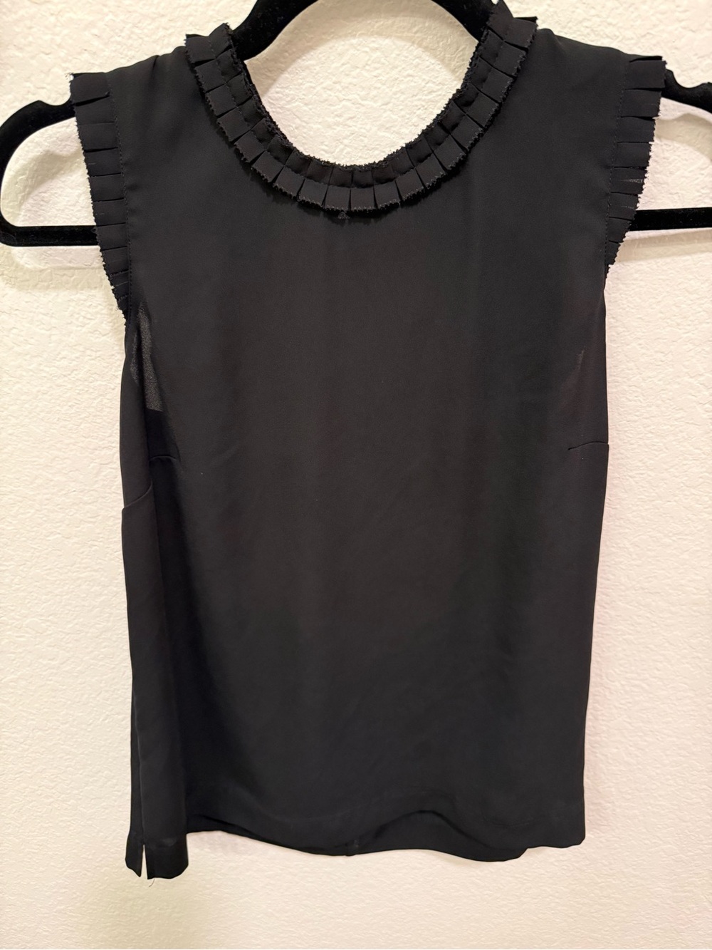 J.Crew Black Sleeveless Ruffle-Trim Blouse - Women Tops
